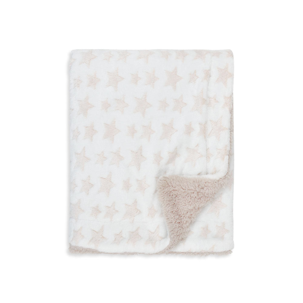 BEIGE FLUFFY PLUSH STARS GIRLS BLANKET