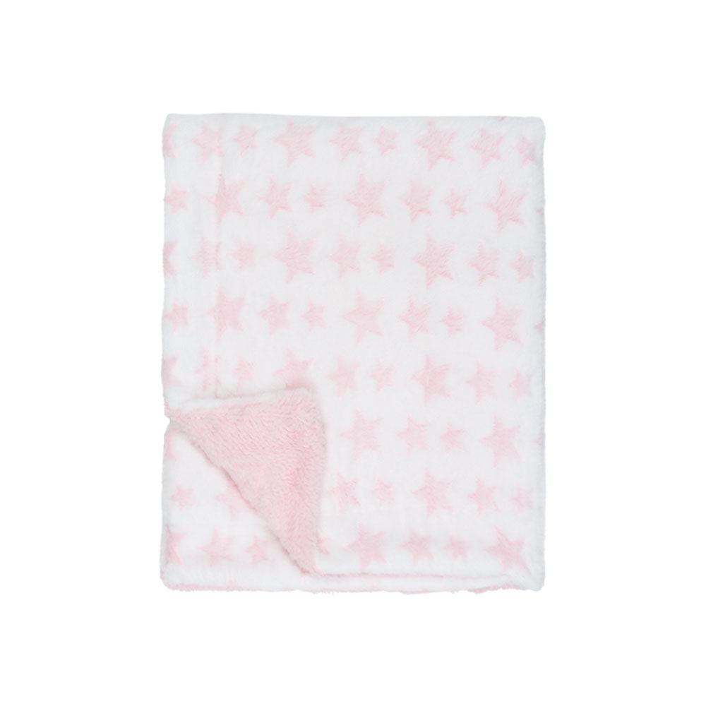 PINK FLUFFY PLUSH STARS GIRLS BLANKET