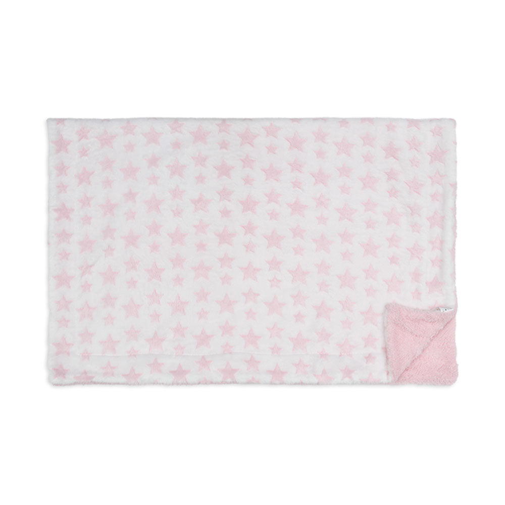 PINK FLUFFY PLUSH STARS GIRLS BLANKET