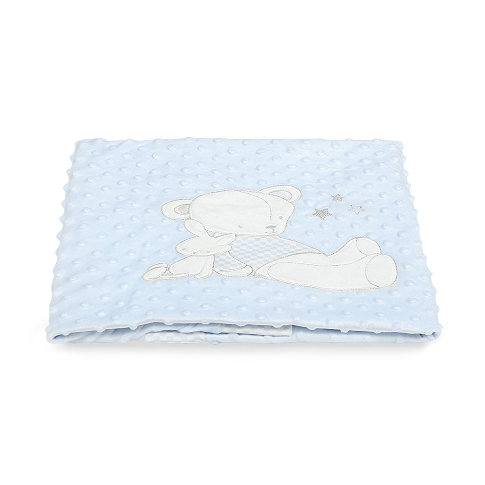 BLANKET BLUE MINKY TEDDY & BUNNY