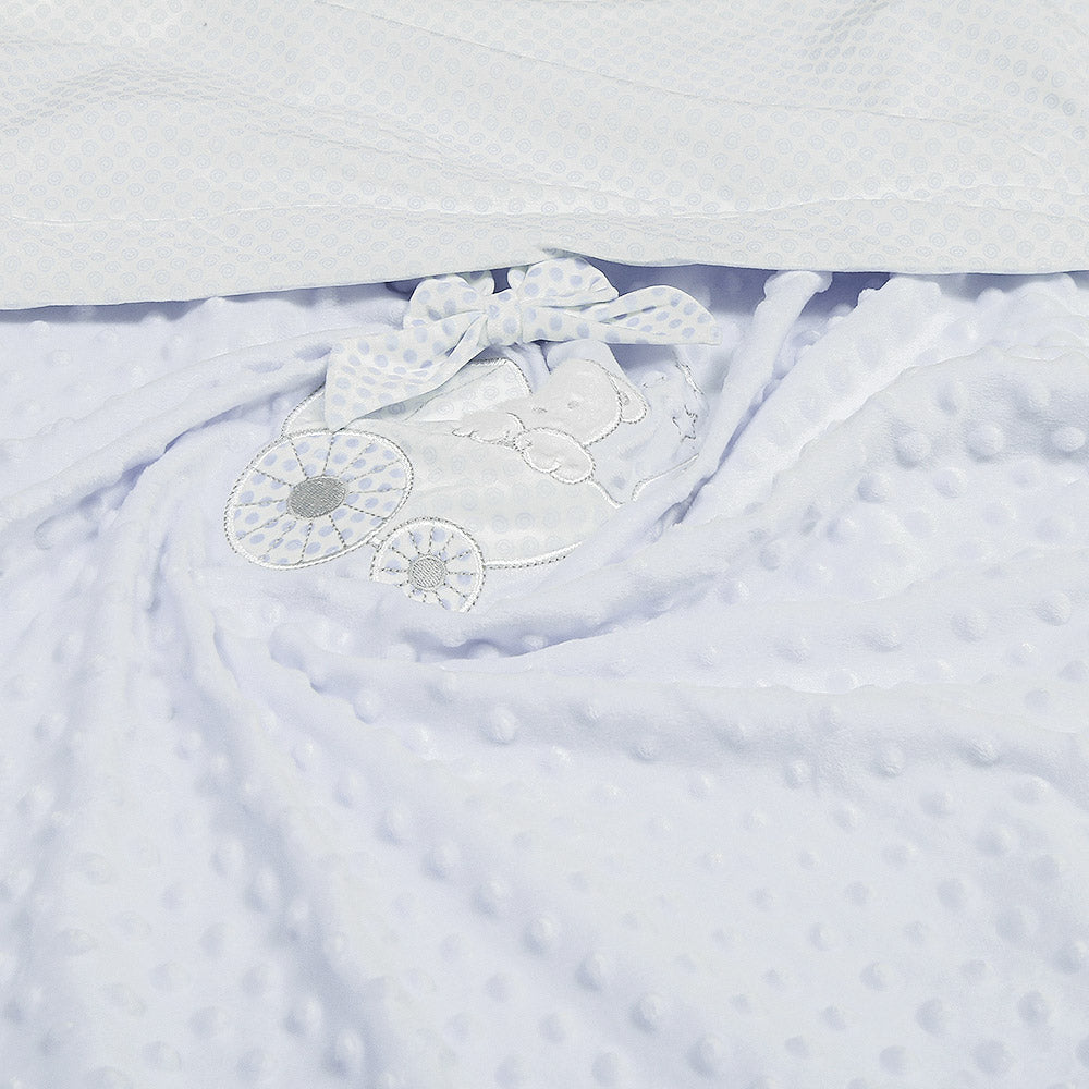 BLANKET POWDER BLUE MINKY BABY TEDDY