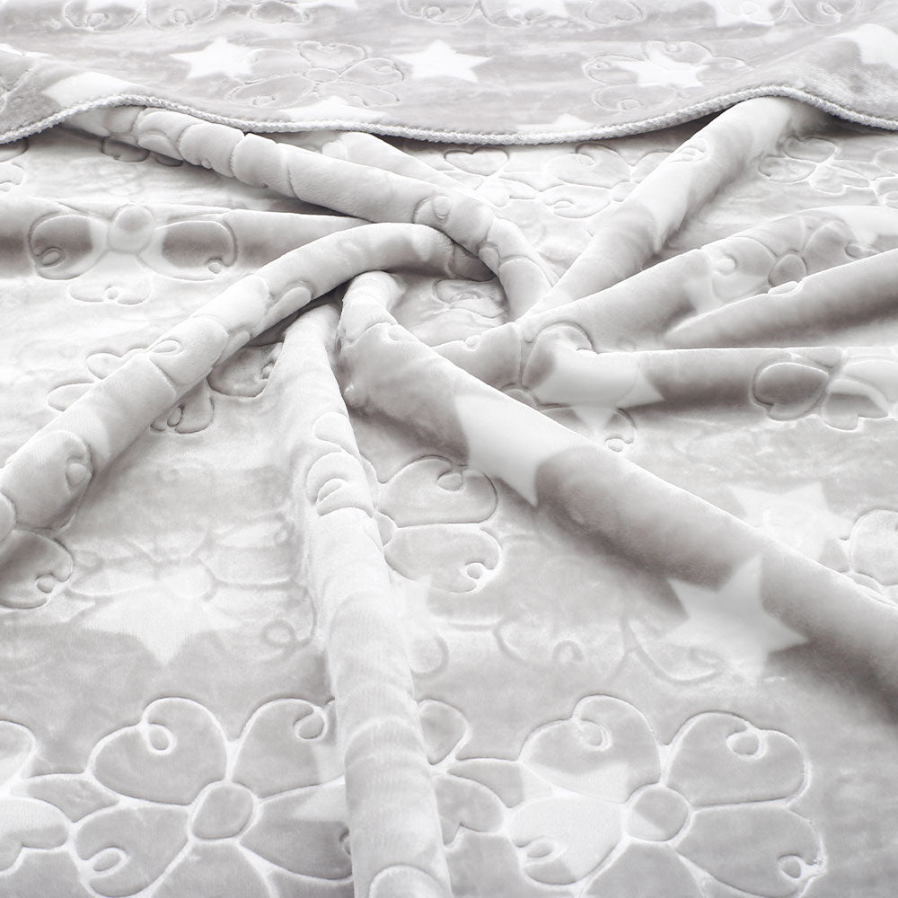BLANKET GREY FLORAL STAR EMBOSSED