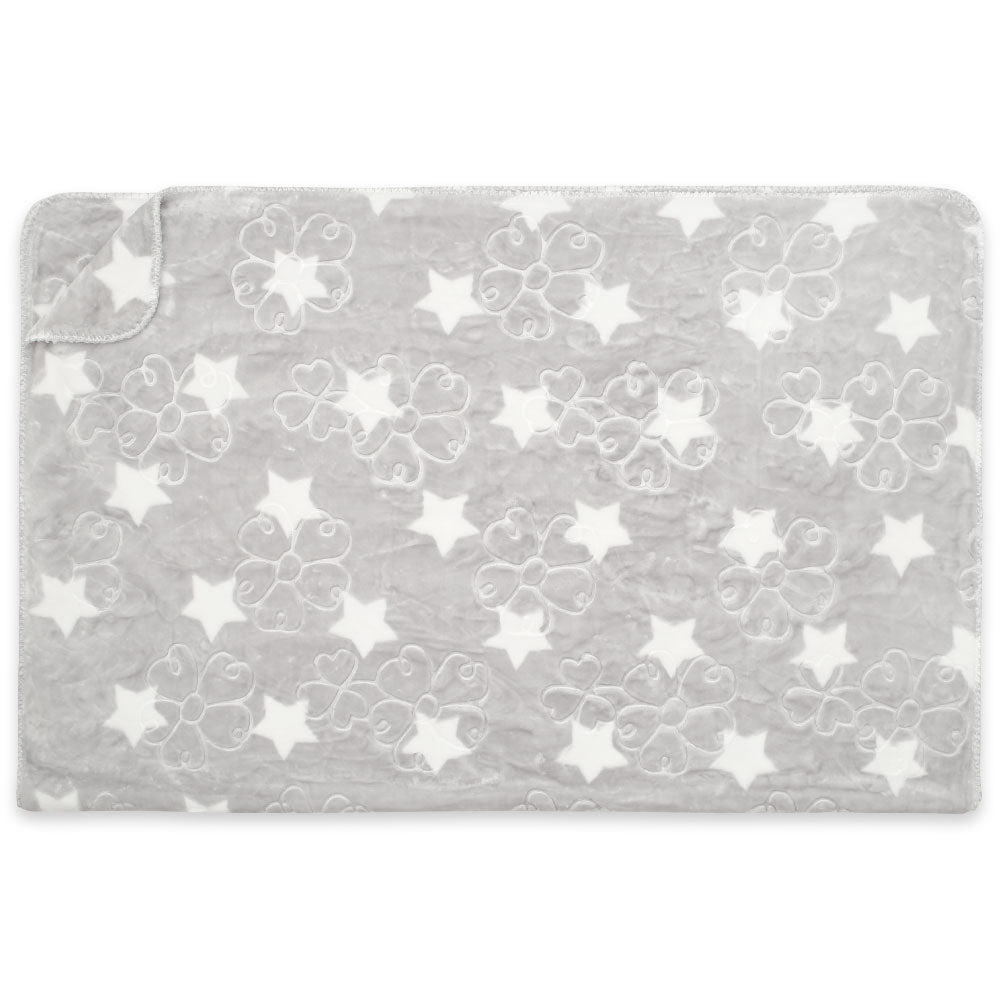 BLANKET GREY FLORAL STAR EMBOSSED