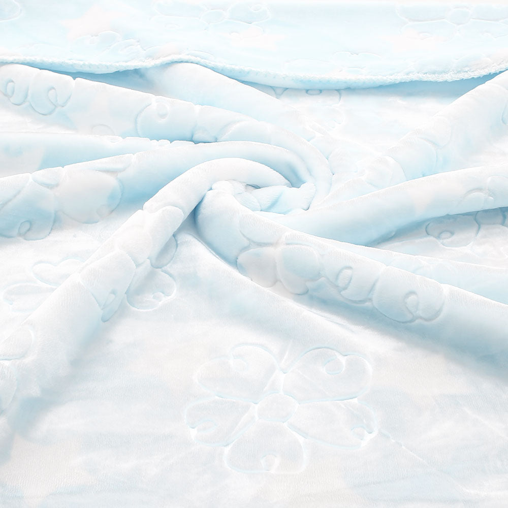 BLANKET BLUE FLORAL STAR EMBOSSED