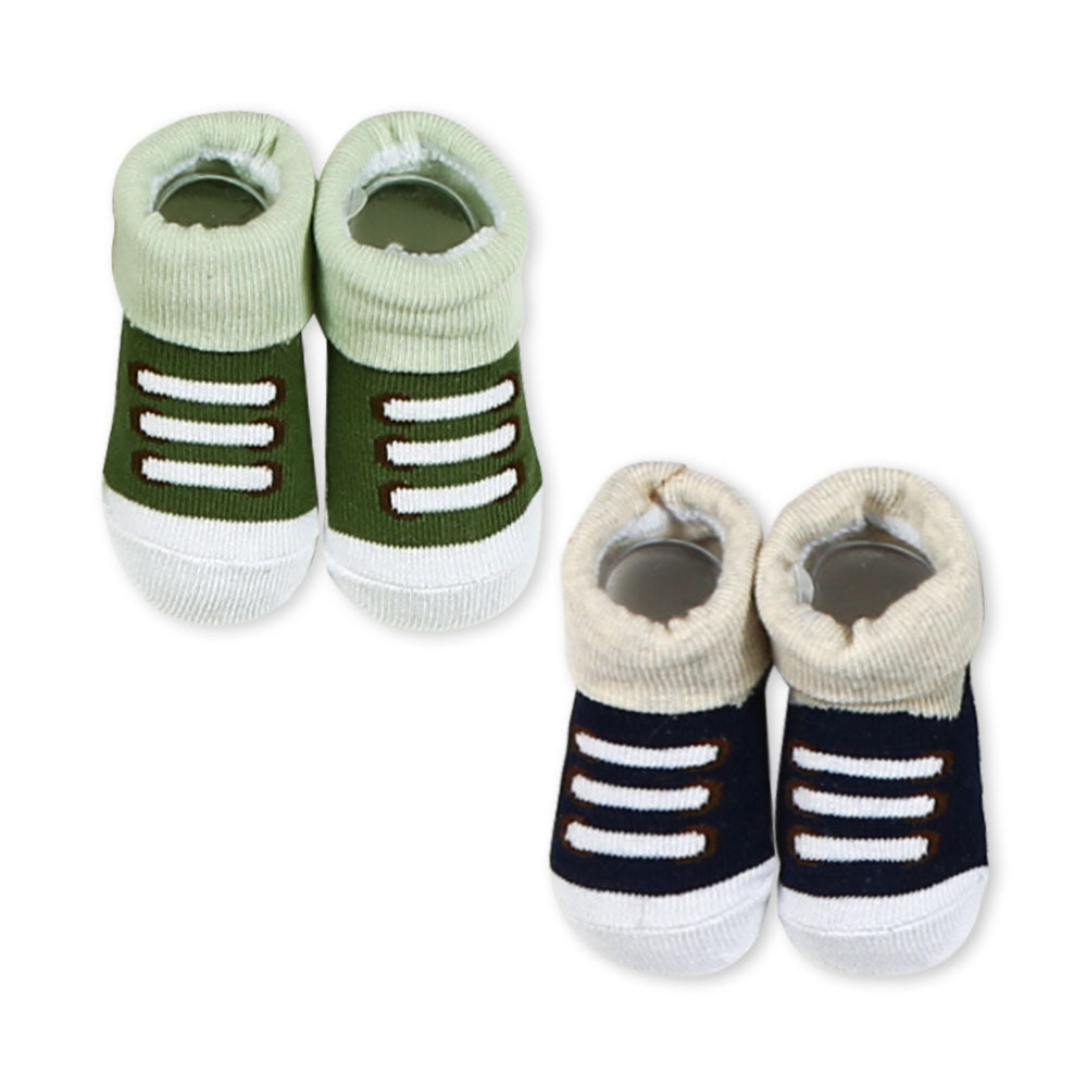 BABY CAPS PK-2 & BOOTIES PK-2 GREEN DINOS