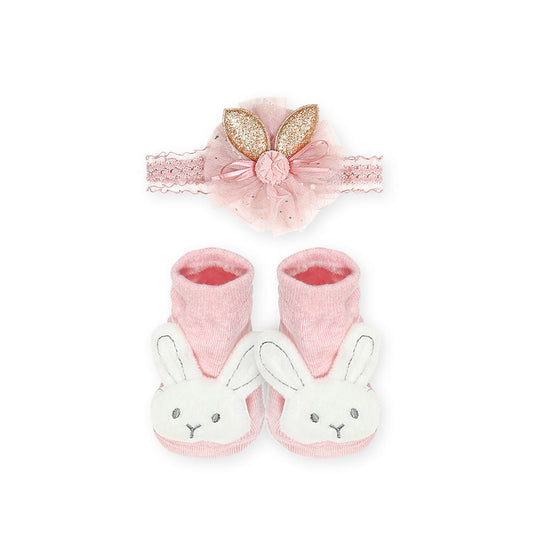 BOOTIES & HAIR BAND PINK BUNNY
