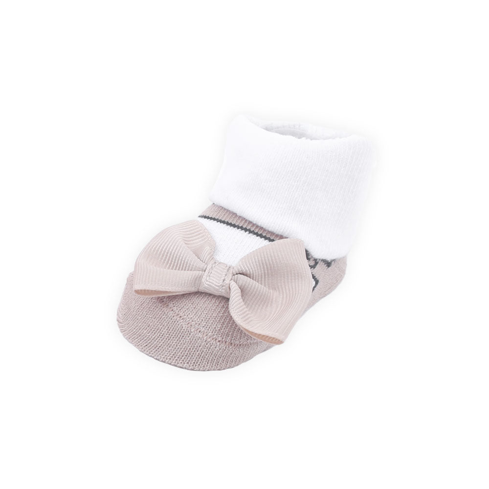 HEAD BAND PK-2 & BOOTIES PK-2 DUAL COLOR FLORAL BOW