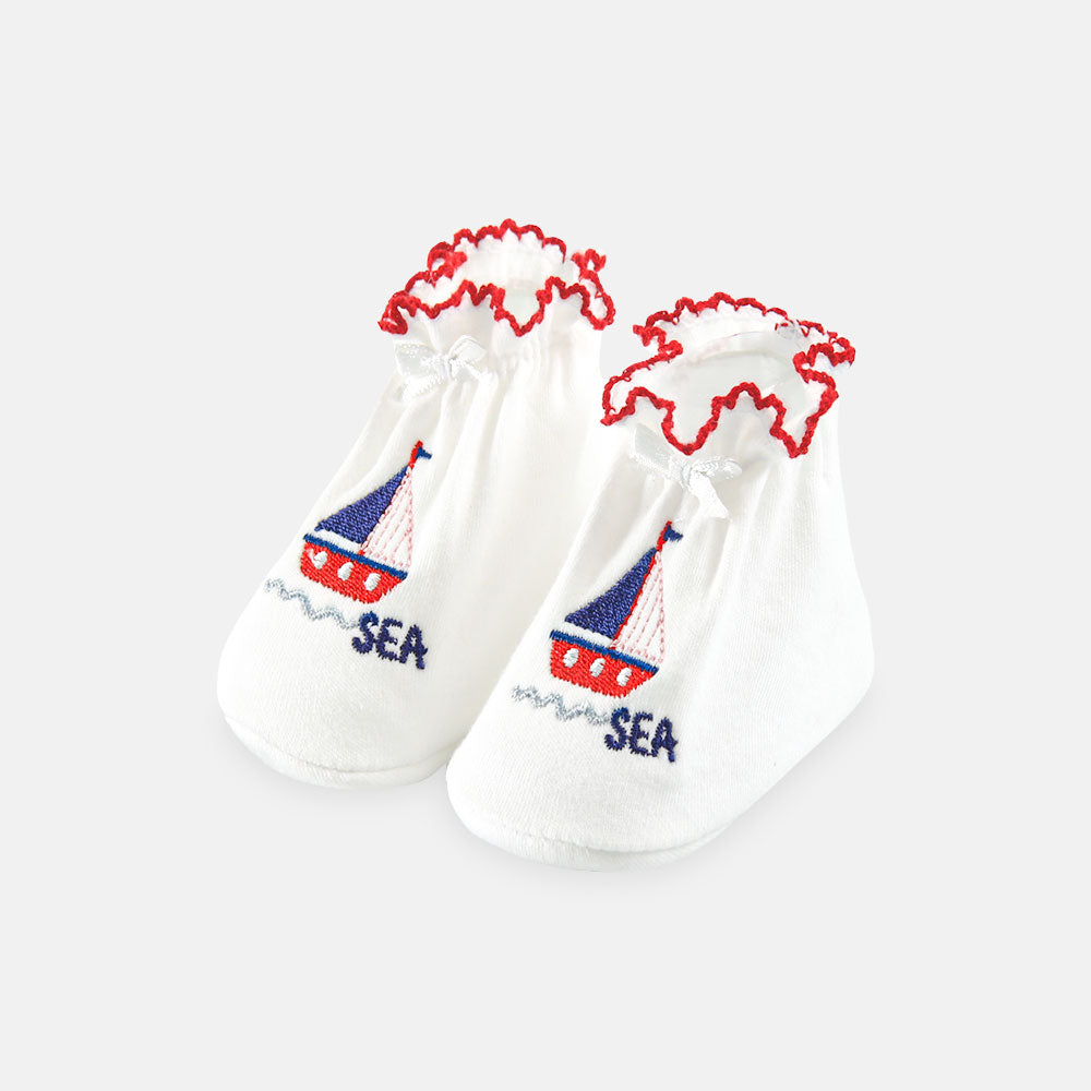 BOOTIES WHITE-RED SEA SHIP