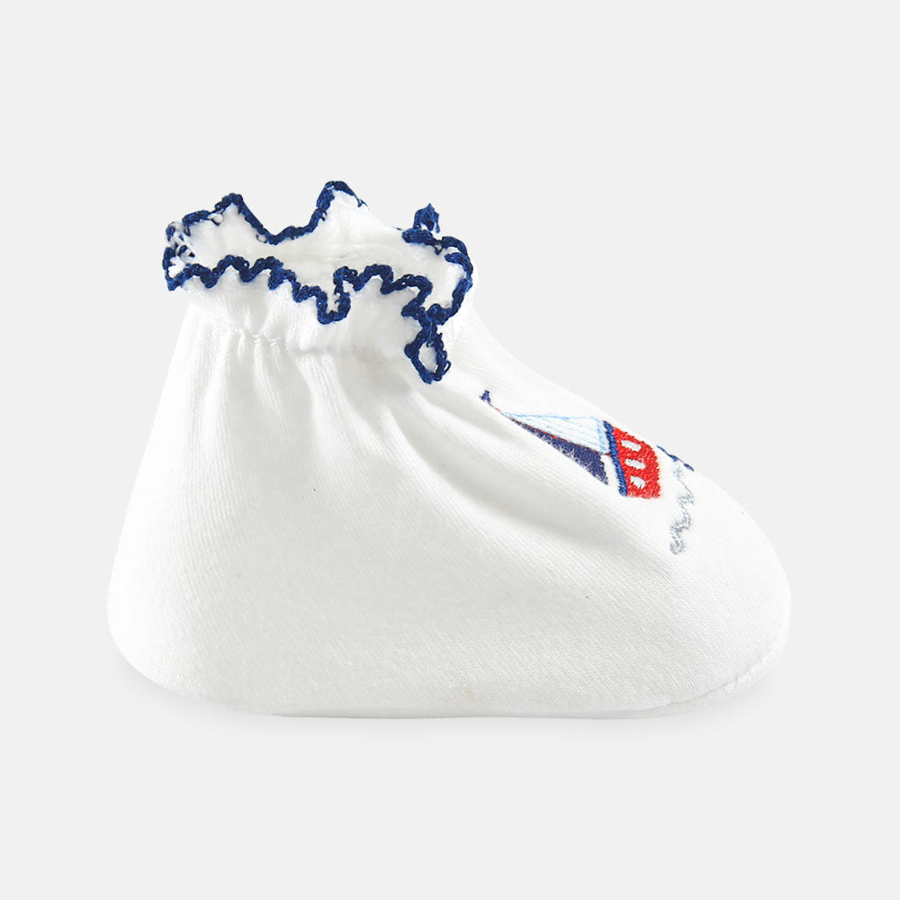 BOOTIES WHITE-BLUE SEA SHIP