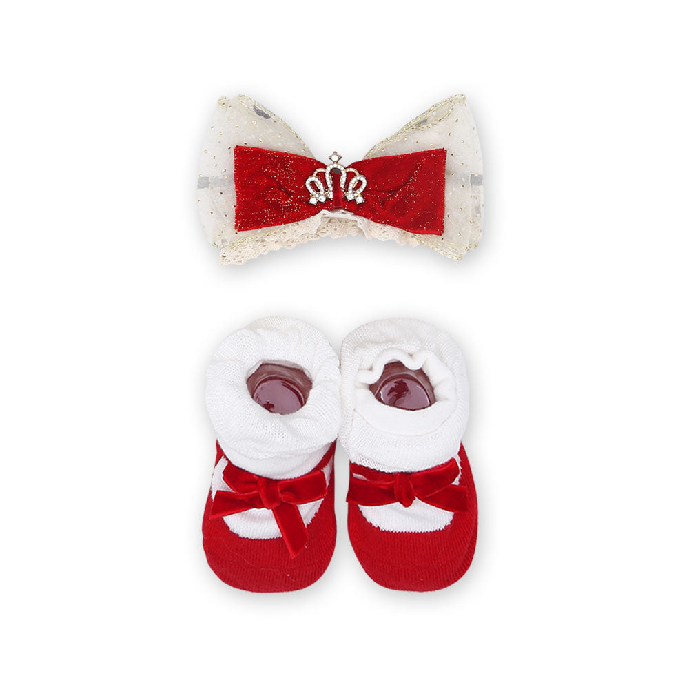 BOOTIES & HAIR BAND RED CROWN
