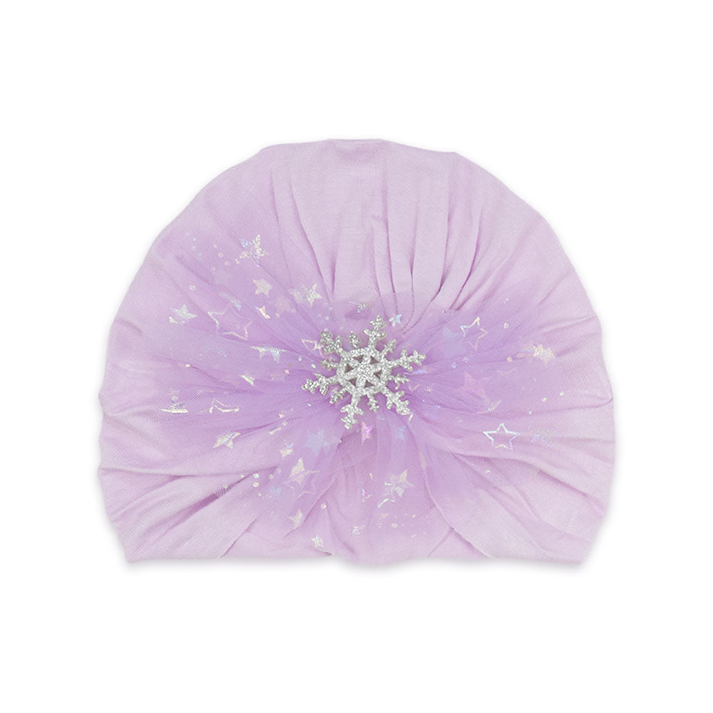 BOOTIES & CAP LAVENDER SHIMMERY SNOWFLAKE