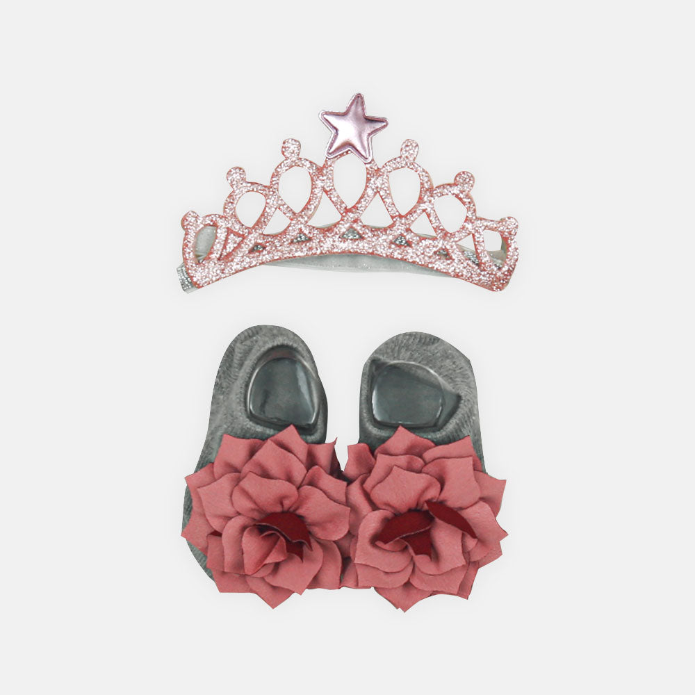 BOOTIES & HAIR BAND GREY