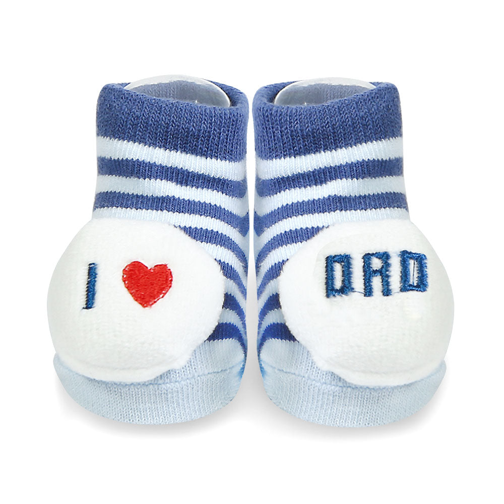 BOOTIES PK-2 DUAL COLOR PLUSHY HEARTS STRIPES