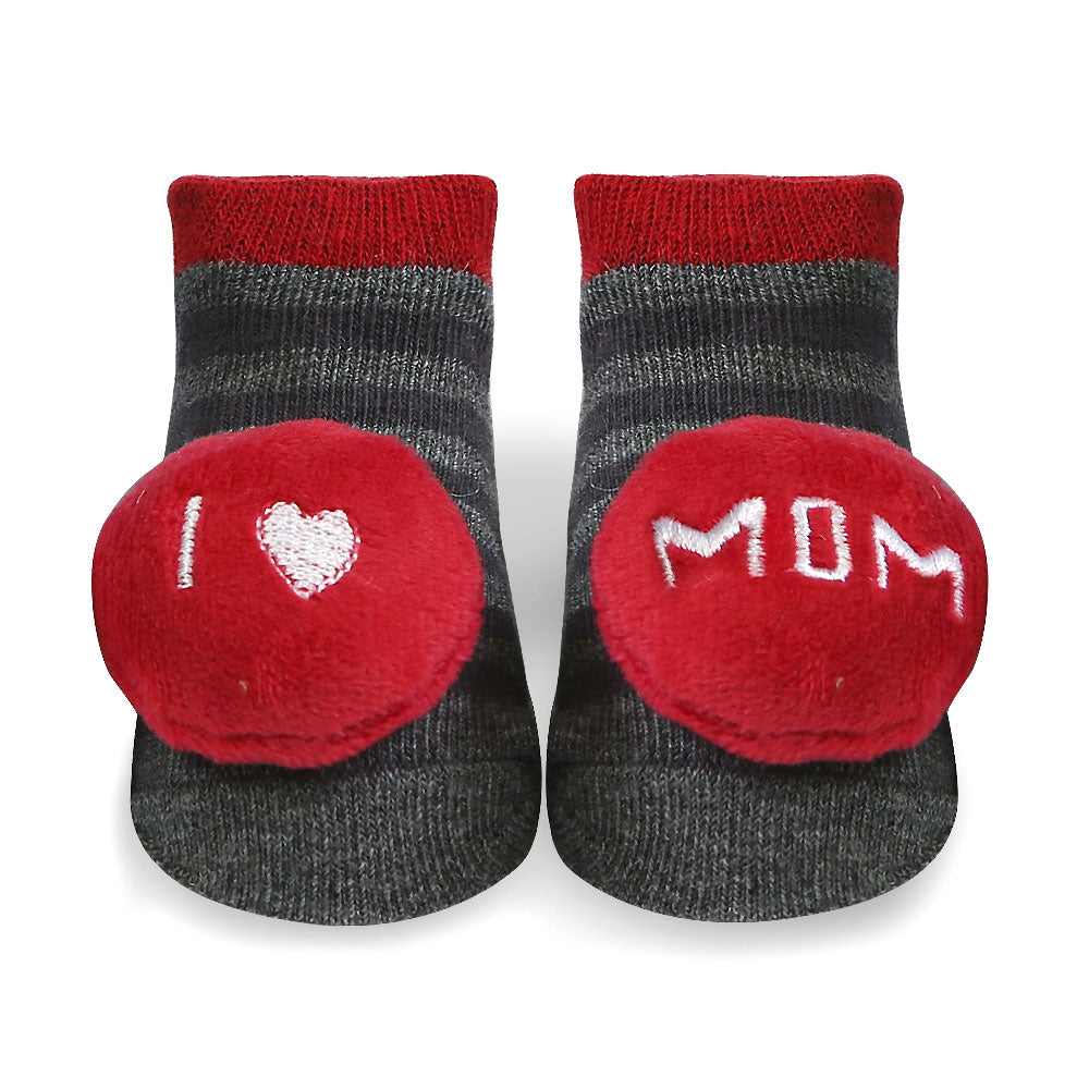 BOOTIES PK-2 DUAL COLOR PLUSHY HEARTS STRIPES