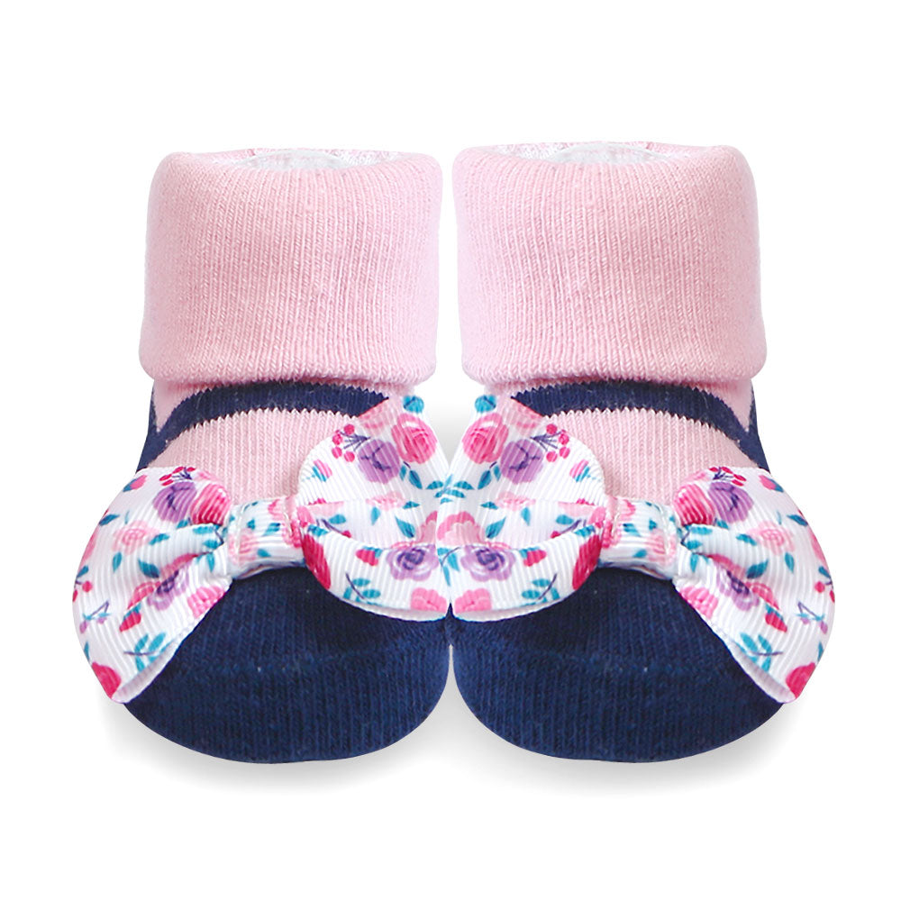 HEAD BAND PK-2 & BOOTIES PK-2 HOT PINK FLORAL