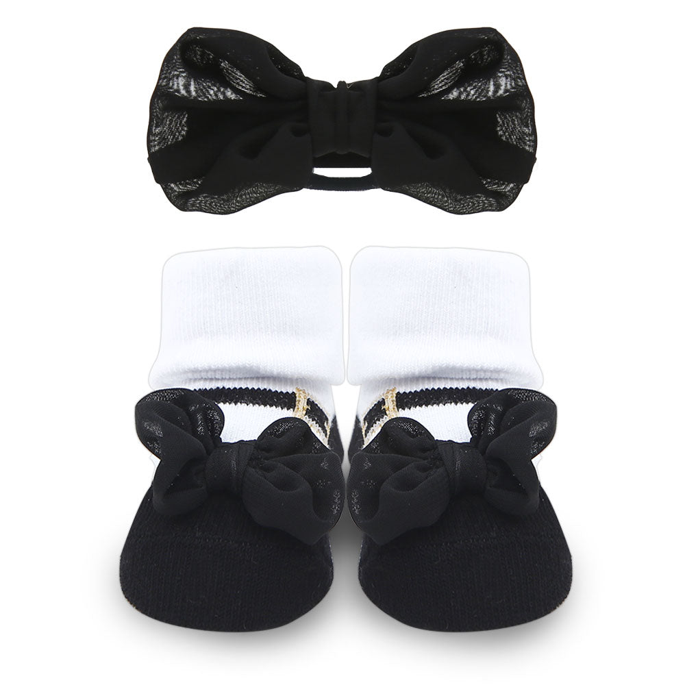 BOOTIES PK-3 WITH 3 HEAD BANDS MULTICOLOR RIBBON