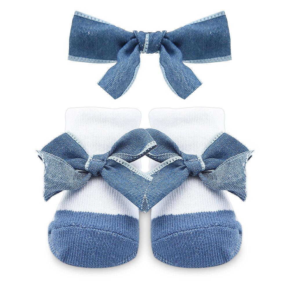 BOOTIES PK-3 WITH 3 HEAD BANDS PINK BOW FLORAL