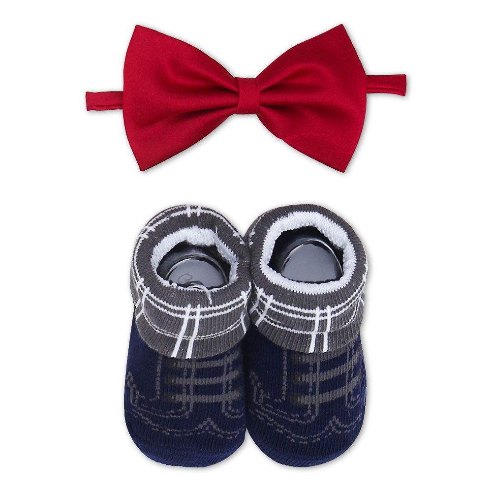 BOOTIES WITH BOW TIE BLUE