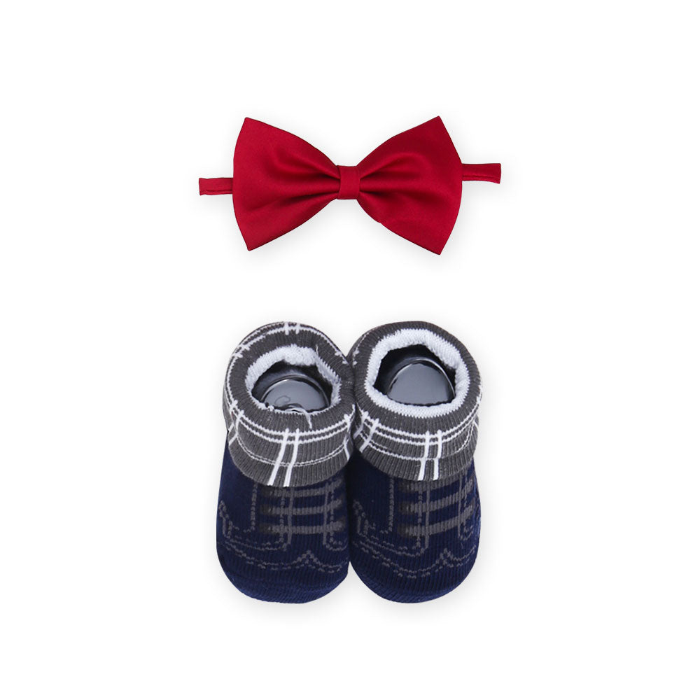 BOOTIES WITH BOW TIE BLUE
