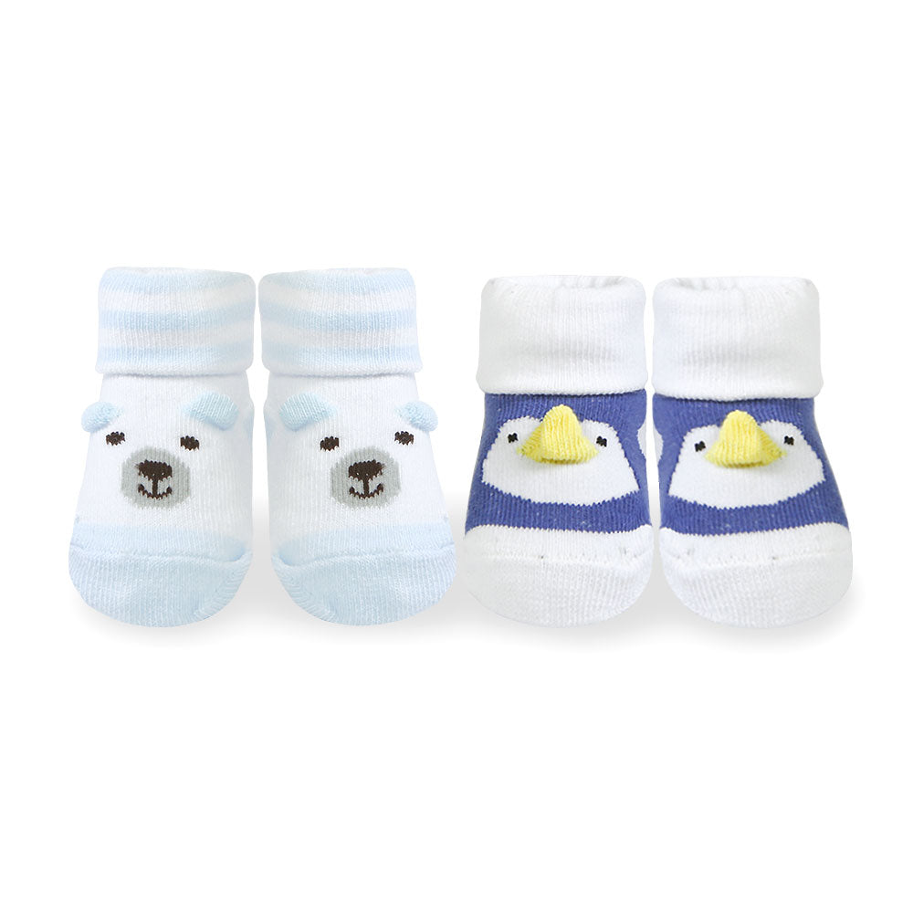 BOOTIES PK-2 BLUE PENGUIN & BEAR