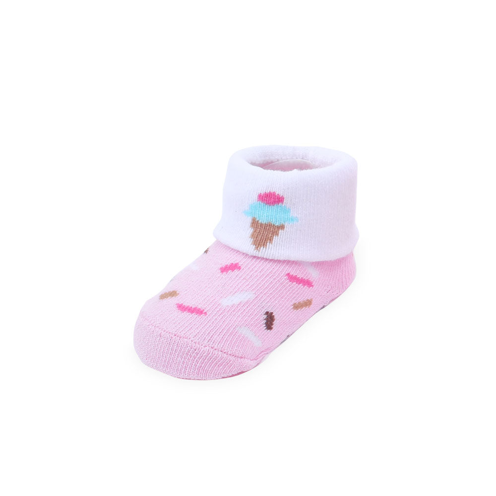 BOOTIES PK-3 CORAL & BLACK BOW
