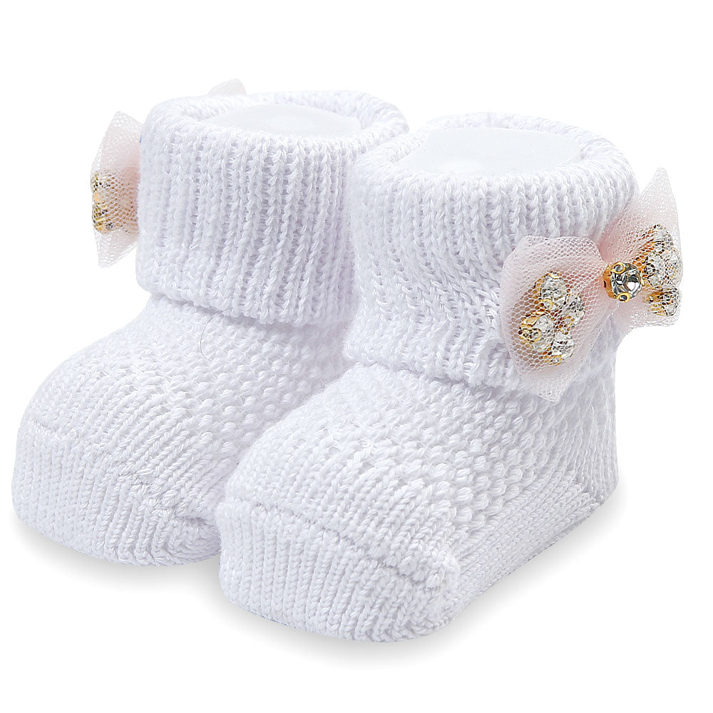 BOOTIES GIRL WHITE BOW