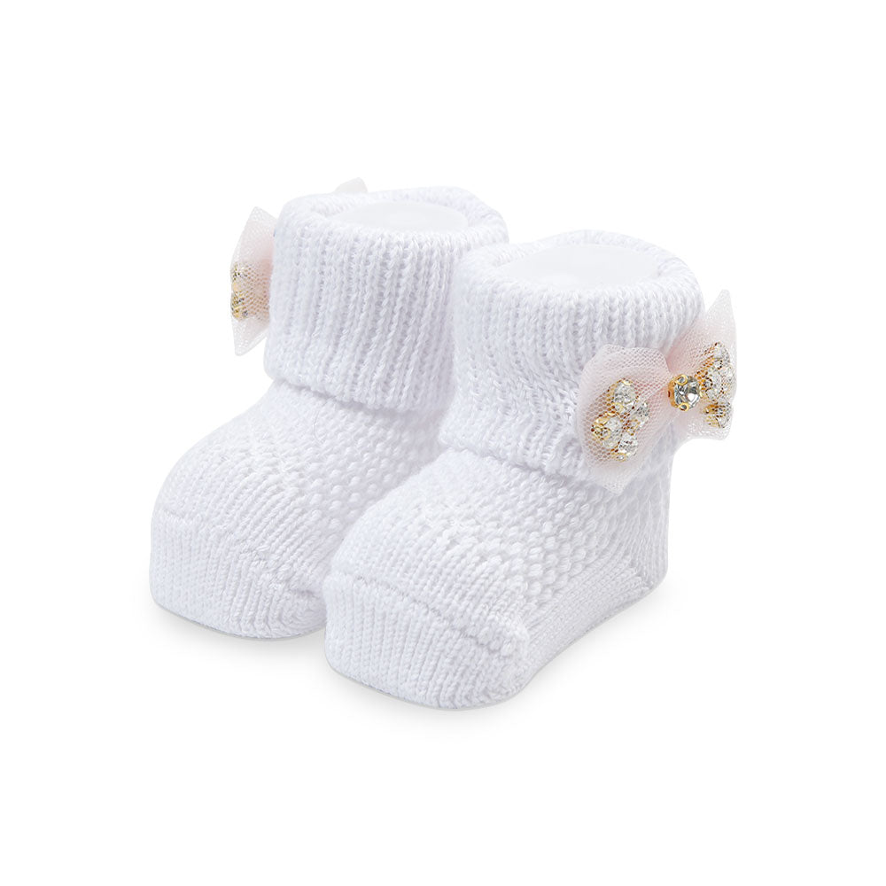 BOOTIES GIRL WHITE BOW