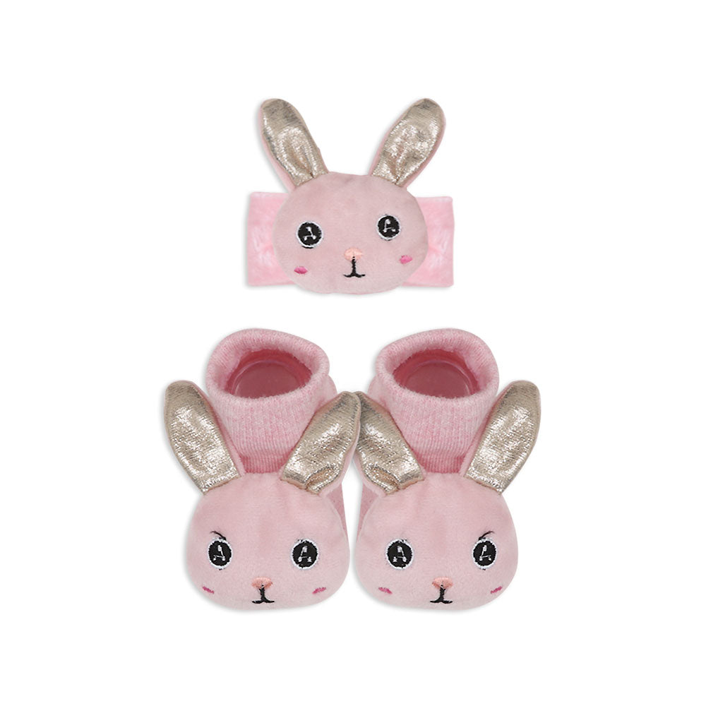 BOOTIES & WRIST BAND PINK SHIMMERY BUNNY