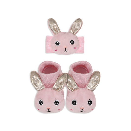 BOOTIES & WRIST BAND PINK SHIMMERY BUNNY