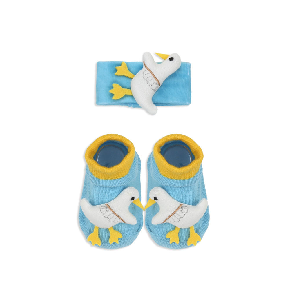 BOOTIES & WRIST BAND POWDER BLUE AEROPLANE