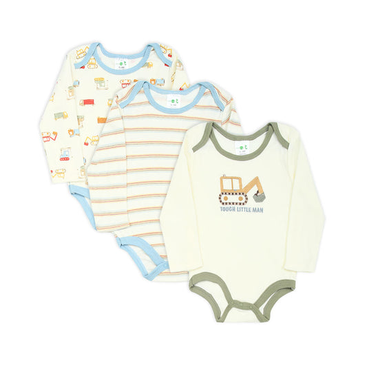 BOY BODY SUIT PK-3 FULL SLEEVE LITTLE TOUGH MAN