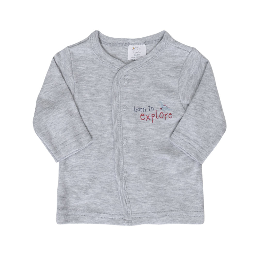 BABY BOY GIFT SET GREY CYCLIN' DINO