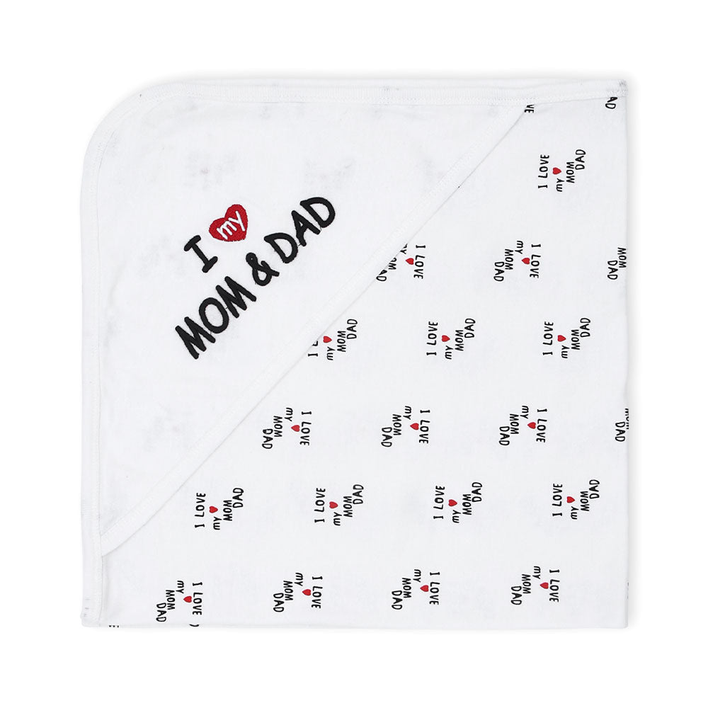 BABY BOY GIFT SET WHITE I LOVE MOM DAD