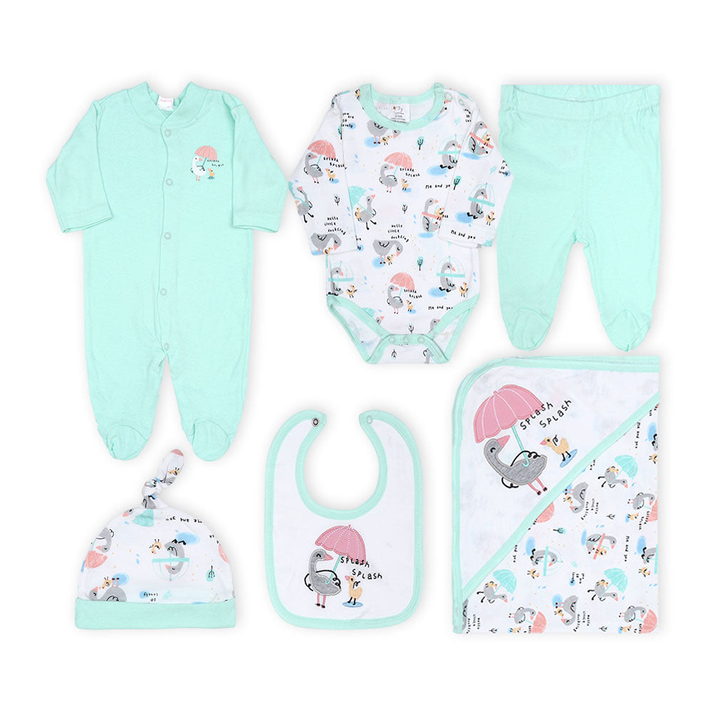 BABY GIRL GIFT SET GREEN SPLASHING DUCKS