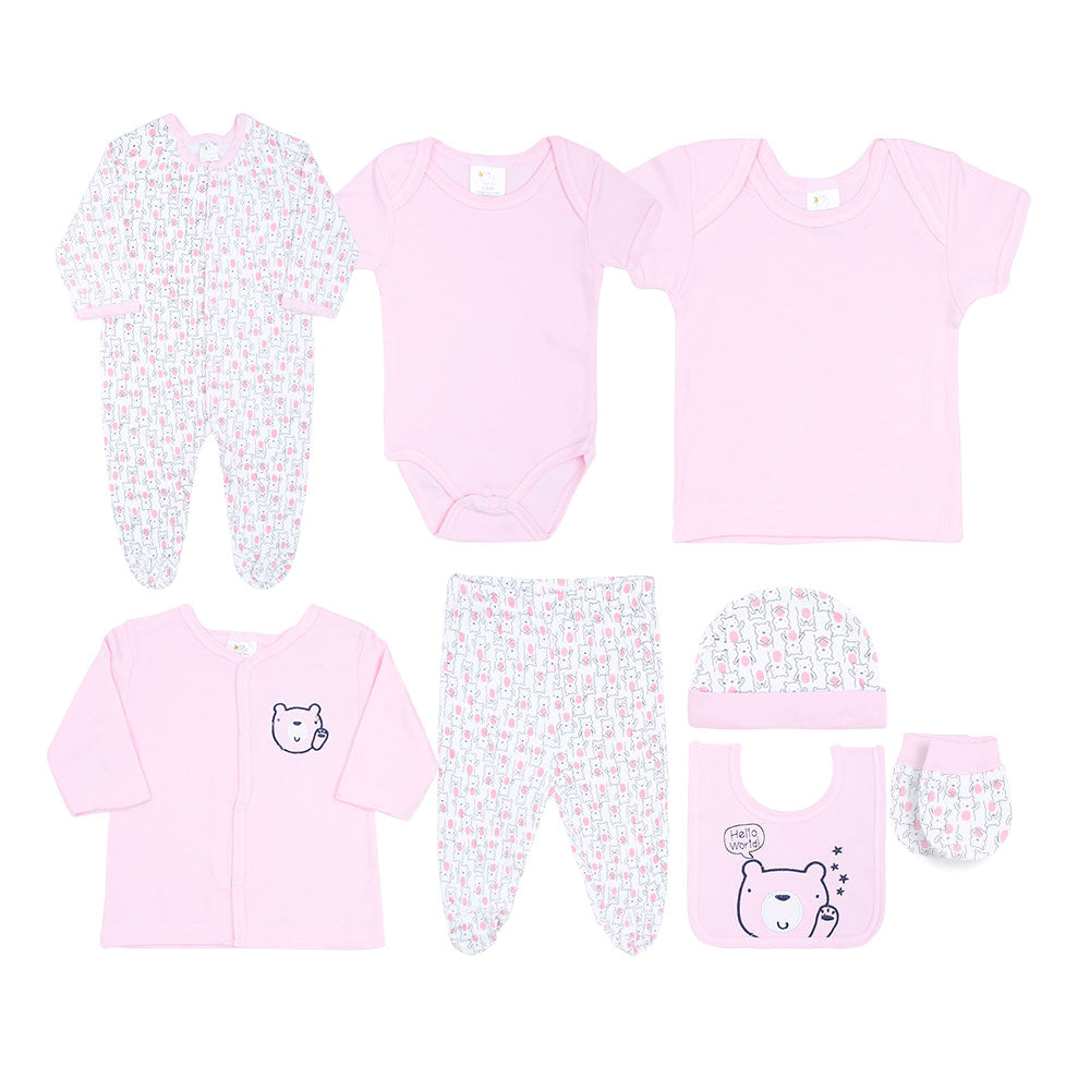 BABY GIRL GIFT SET PINK & WHITE HELLO WORLD