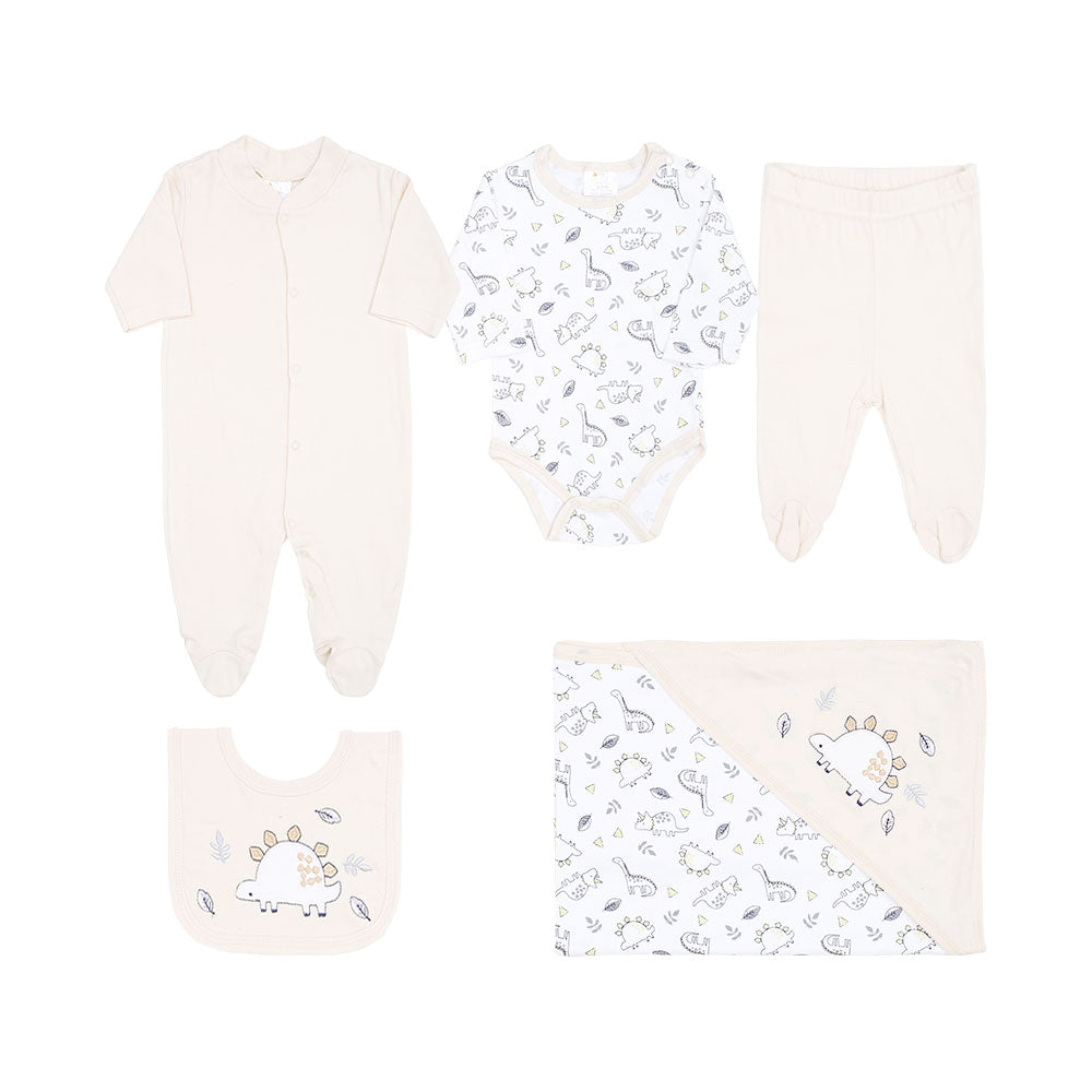 BABY BOY GIFT SET BEIGE DINOSAUR