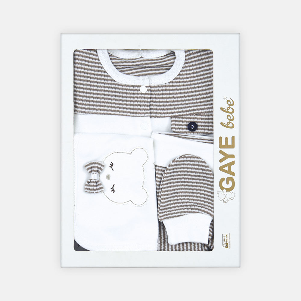 BABY BOY GIFT SET BROWN STRIPES