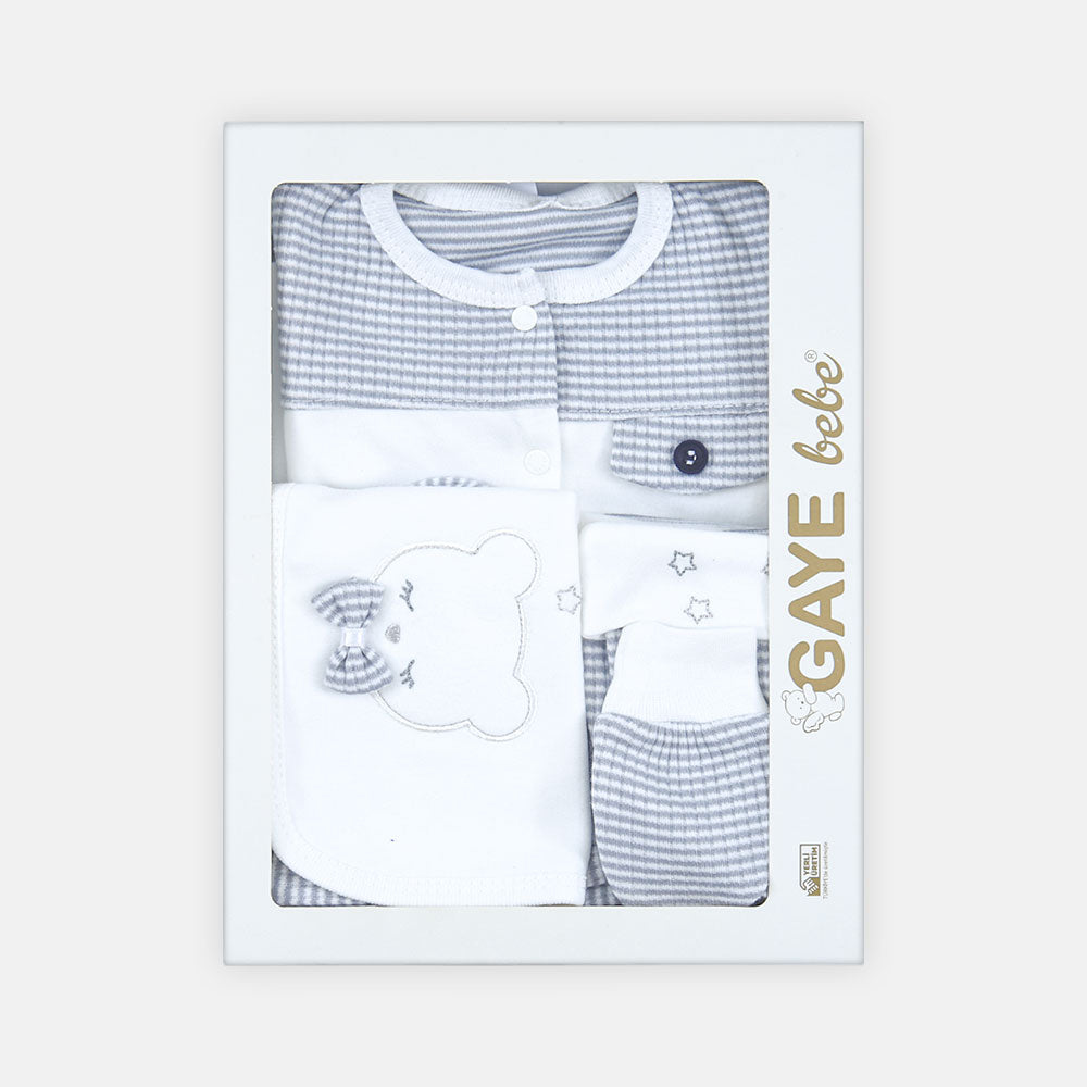 BABY BOY GIFT SET GREY STRIPES