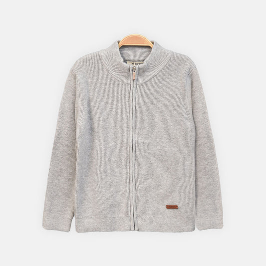 BOY JACKET ASH GREY CREW NECK SWEATER