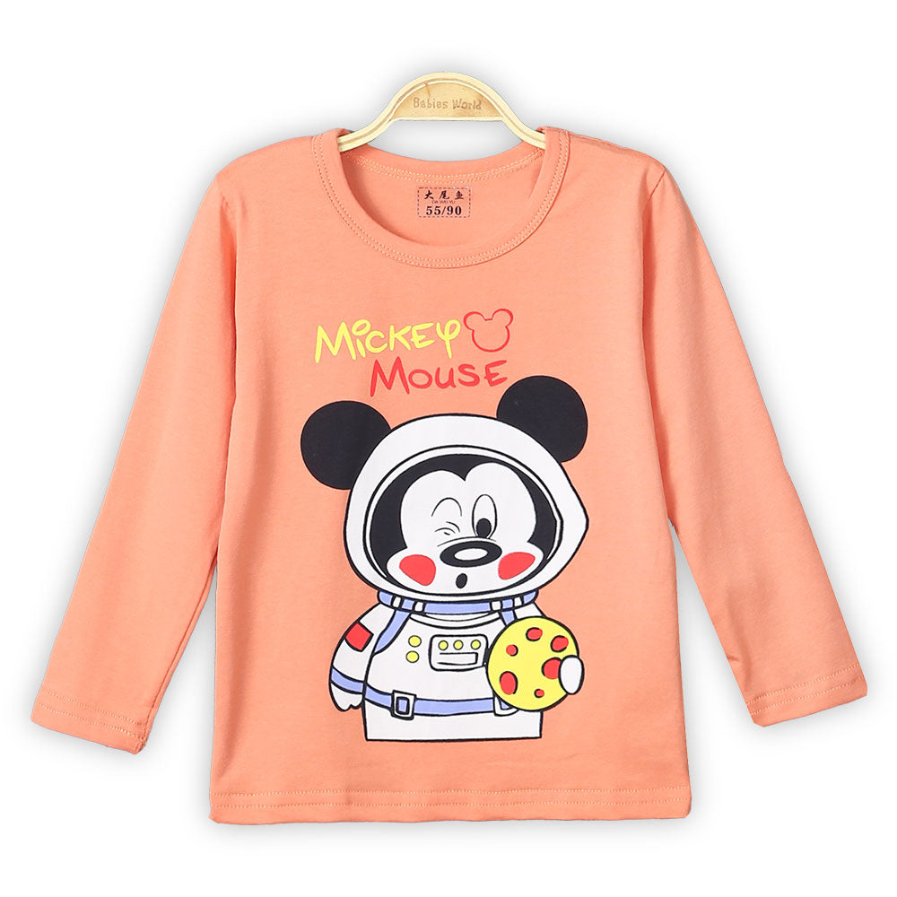 BOY NIGHT SUIT PEACH MICKEY MOUSE