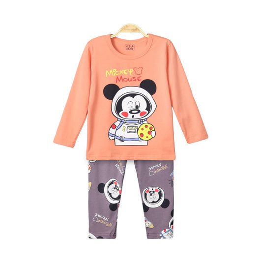 BOY NIGHT SUIT PEACH MICKEY MOUSE