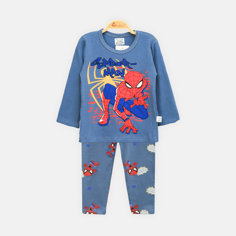 BOY NIGHT SUIT STEEL BLUE SPIDEY