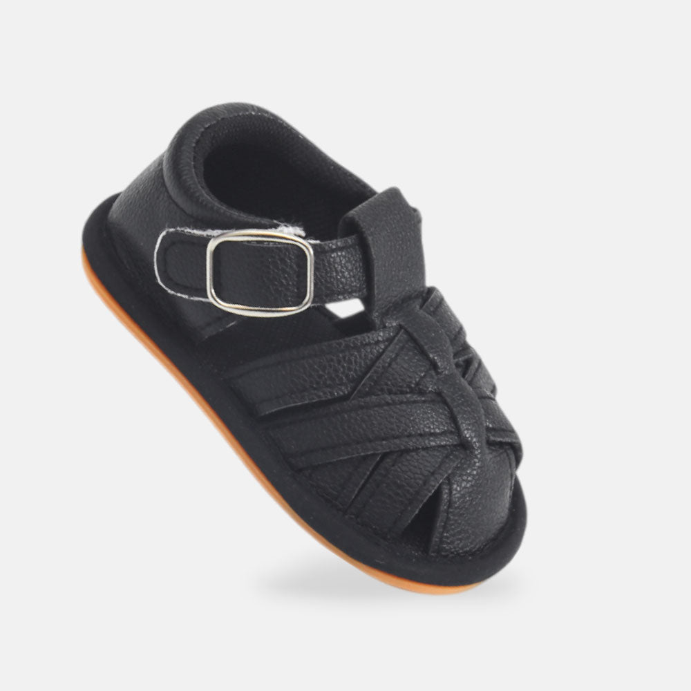 BOY PRE WALKER SANDAL BLACK TEXTURED