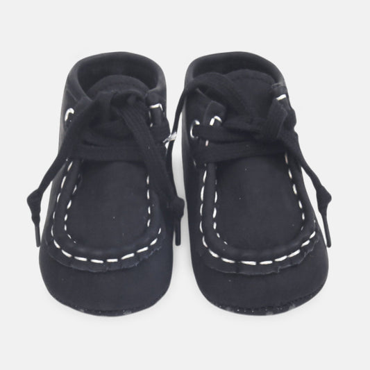 BOY PRE WALKER SHOES BLACK MOCCASINS