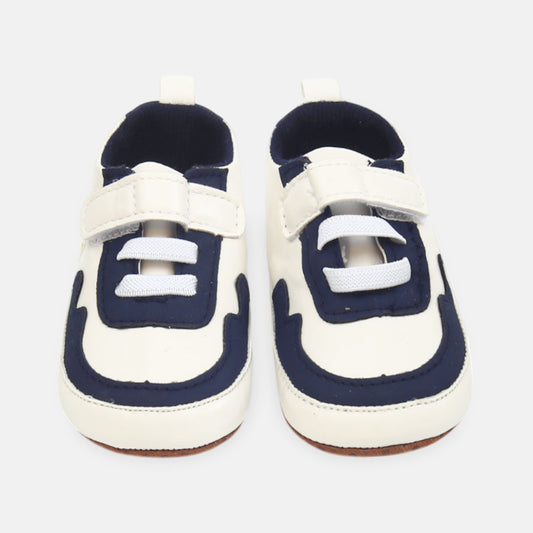 BOY PRE WALKER SHOES WHITE AND NAVY