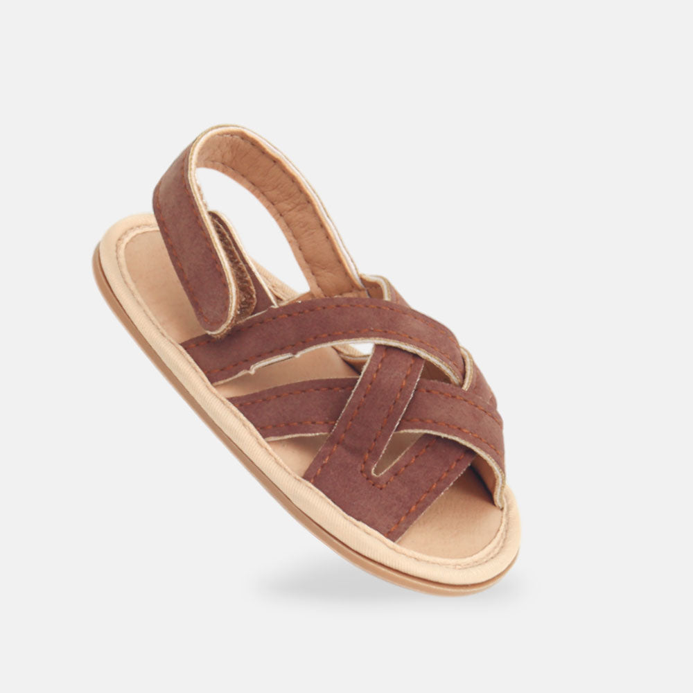 BOY PRE WALKER SANDAL BROWN CRISS-CROSS