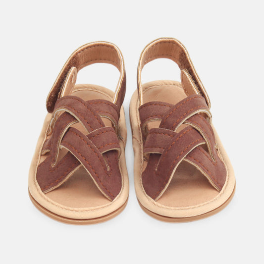 BOY PRE WALKER SANDAL BROWN CRISS-CROSS