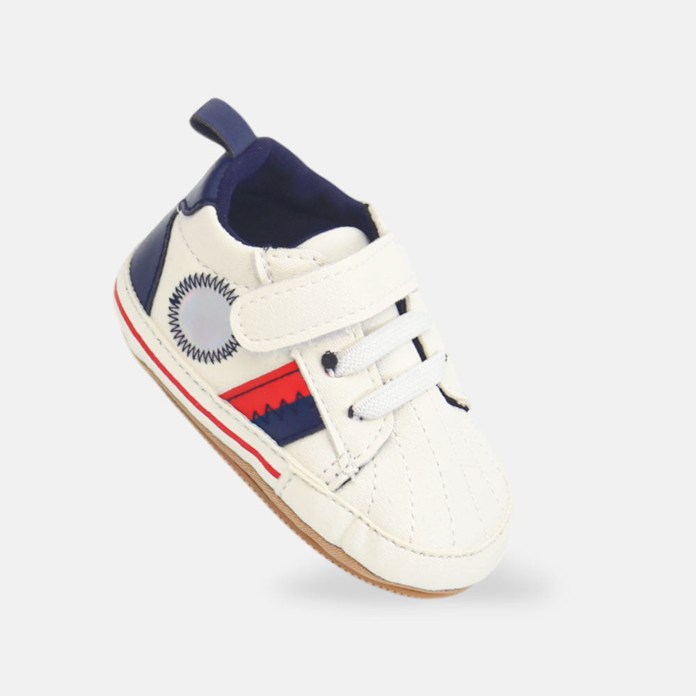 BOY PRE WALKER SHOES WHITE CLASSIC STRIPED