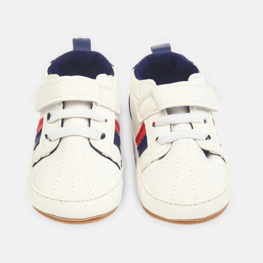 BOY PRE WALKER SHOES WHITE CLASSIC STRIPED