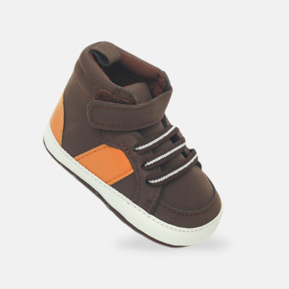 BOY PRE WALKER SHOES BROWN HIGH-TOPS